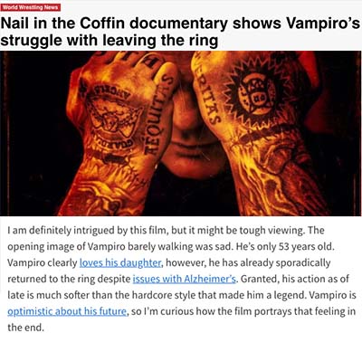 Nail in the Coffin documentary shows Vampiro’s struggle with leaving the ring